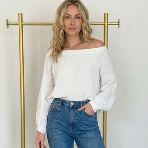 BCBG MaxAzria Off-Shoulder White Blouse